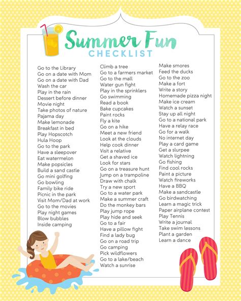 Summer Fun List Printable Lil Luna
