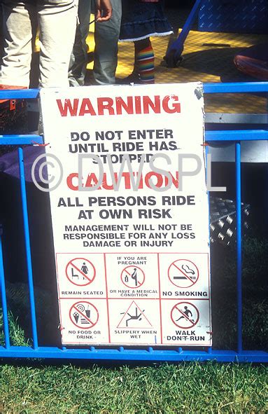 Safety Sign At Amusement Park Sydney New South Wales Australia