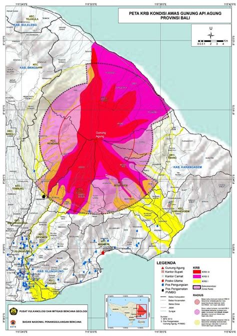 Map Of Disaster Prone Areas Of The Mount Agung The Picture Shows That