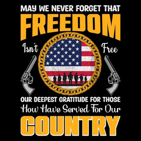 Premium Vector May We Never Forget Freedom Isnt Free Memorial Day T