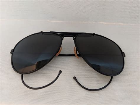 Black Vintage Large Aviator Sunglasses With Cable Ear Pieces Black