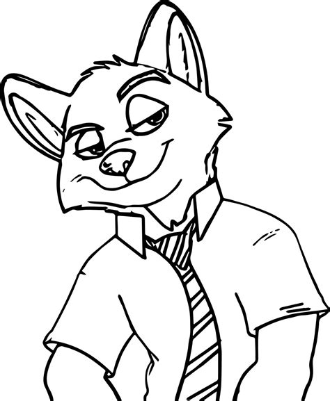 Nick Wilde Coloring Page Coloring Pages