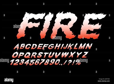 fire font flame abc fiery letters burning alphabet hot typography blaze lettring stock