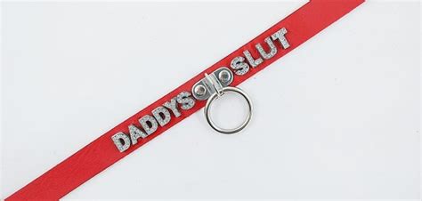 daddy s slut rhinestone mature bdsm collar fetish kinky etsy