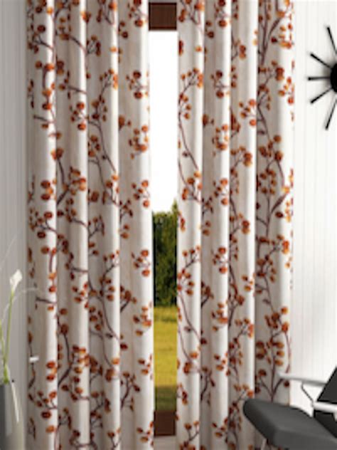 Buy Home Sizzler Cream Coloured And Brown Floral Printed Set Of 2 Door