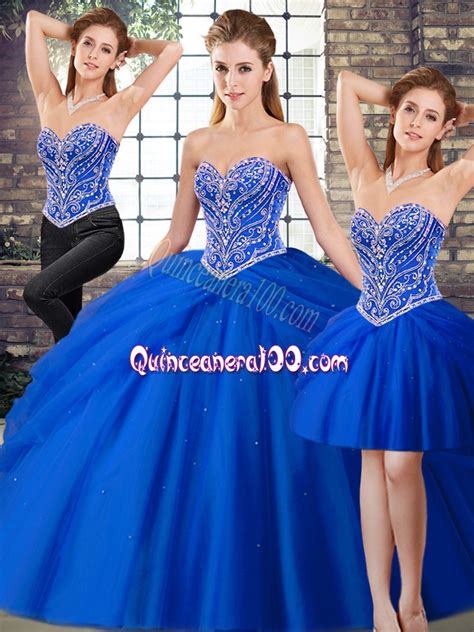 Simple Sweetheart Sleeveless Tulle 15th Birthday Dress Beading And Pick