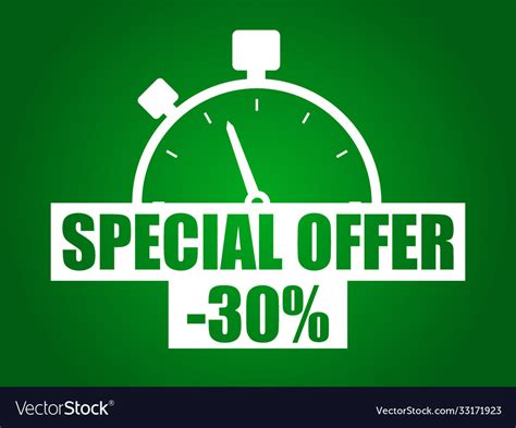 Special Offer 30 Discount On Green Background Vector Image