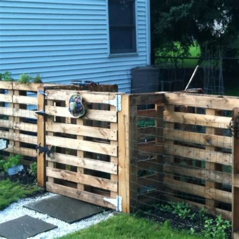 Fun pallet crafts for kids ❯ baby gate made from repurposed pallets. Pallet fence + gate + gabion | Pallet fence, Pallet fence ...