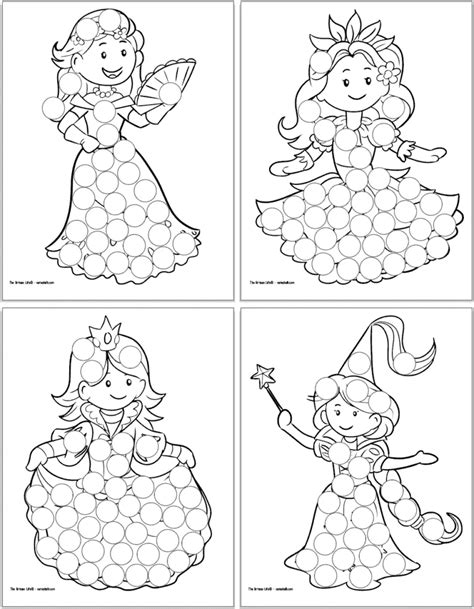 7 Free Printable Princess Dot Marker Coloring Pages Preschool