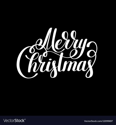 Merry Christmas Black And White Handwritten Vector Image