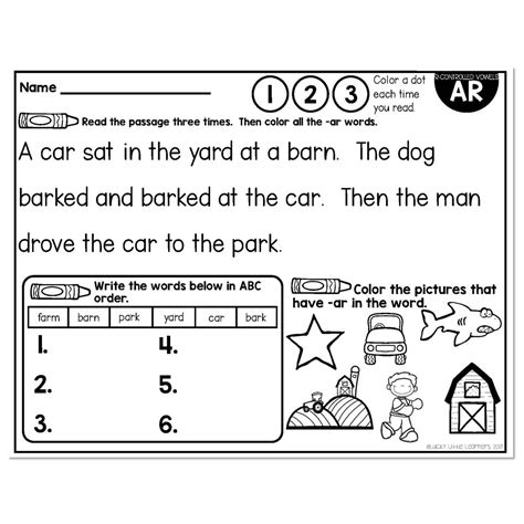 Ar R Controlled Vowels Phonics Mats 1st Grade Lucky Little Learners