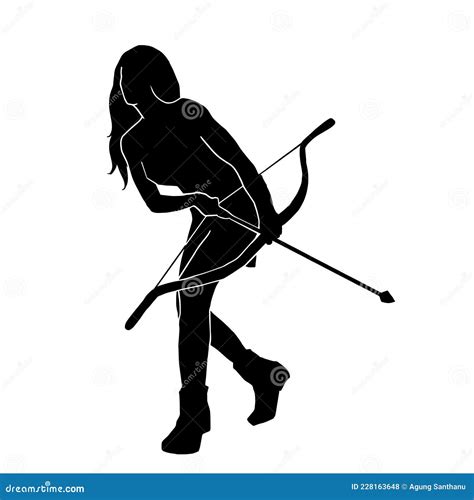 Beautiful Of Female Archer Warrior Silhouette Vector Collection On