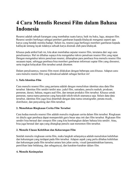 Cara Menulis Resensi Film Dalam Bahasa Indonesia Resensi Sendiri
