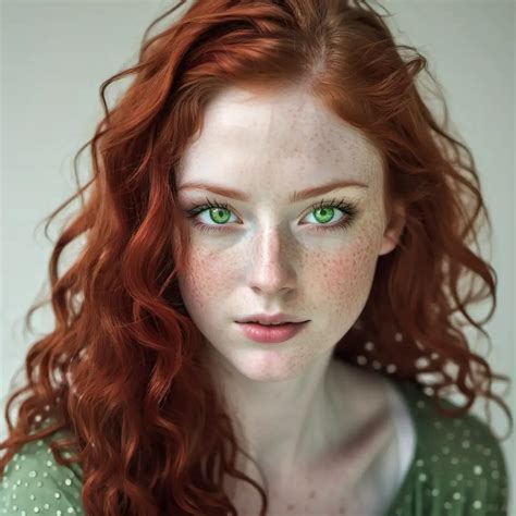 Captivating Redhaired Beauty With Green Eyes And Freckles Muse Ai