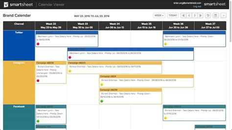 Calendar Application By Smartsheet Smartsheet