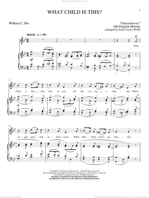 Wolff What Child Is This Sheet Music For Voice And Piano High Voice