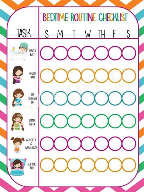 Printable Bedtime Routine Checklist Girl Etsy In 2021 Kids Routine