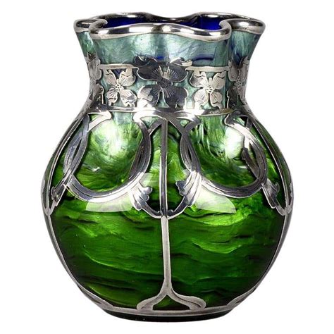 Art Nouveau Silvered Titania Glass Vase By Johann Loetz At 1stdibs