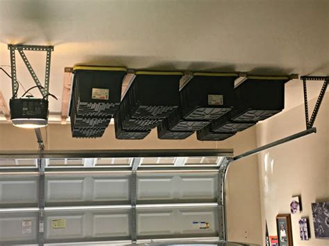 Diy Overhead Garage Tote Storage Garage Storage And Organization