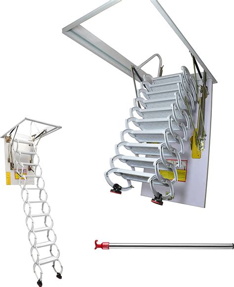 Intsupermai Attic Ceiling White Folding Loft Ladder Stairs Attic