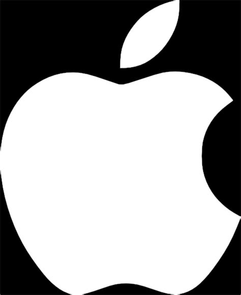 White Apple Logo On Black Background Clip Art At Vector