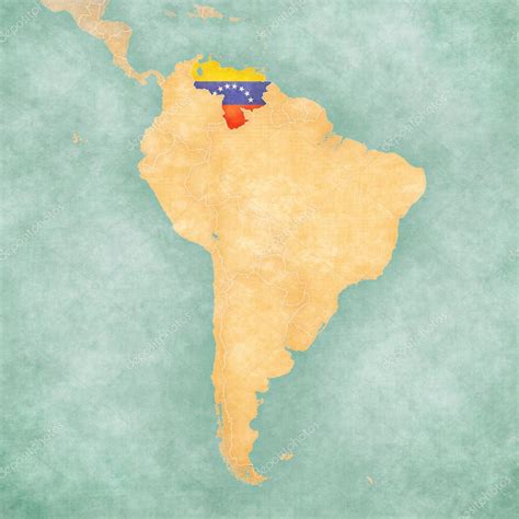 Mapa Da América Do Sul Venezuela Série Vintage — Stock Photo