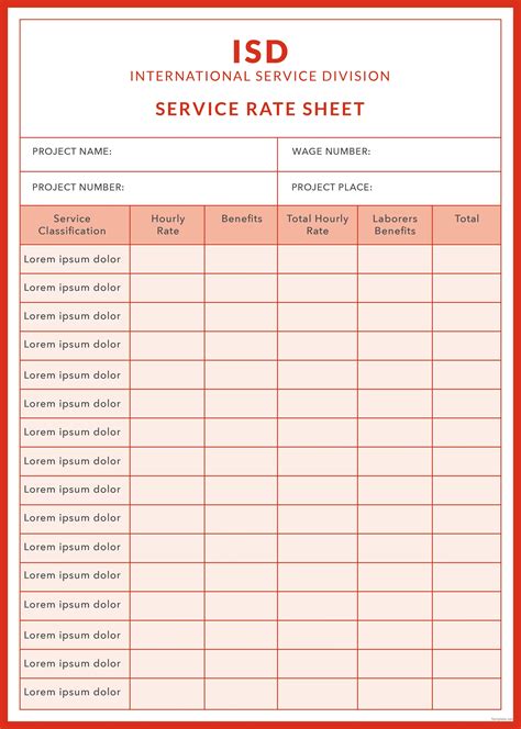Sample Rate Sheet Template How To Create A Perfect One For Your