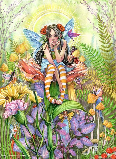 Fairy Art Print Garden Fairies Playing Hide And By Sarambutcher Fairy