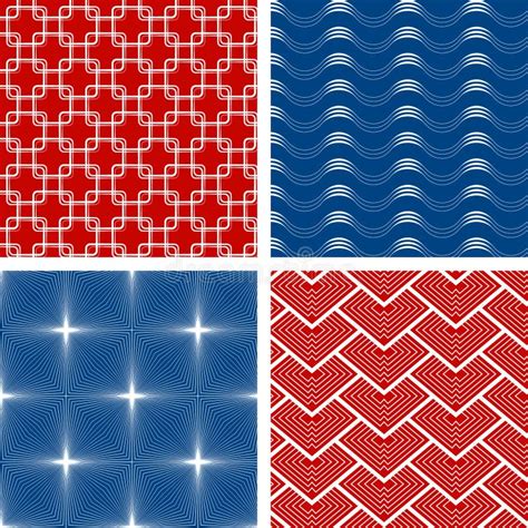 Set Of Four Seamless Patterns Stock Vector Illustration Of Blue