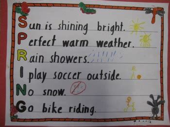 Brainstorm words or phrases that describe your idea. Spring Acrostic Poem FREEBIE! by Josie's Place | TpT