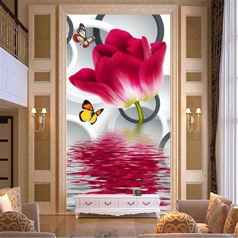 Wallpaper 3d Red Roses Floral Wall Mural Wallpaper Design Living Room