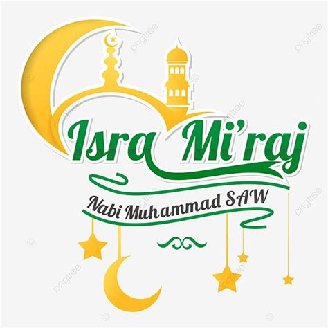 Greeting Of Isra Miraj With Moon And Mosque Mosque Isra Mohammad PNG