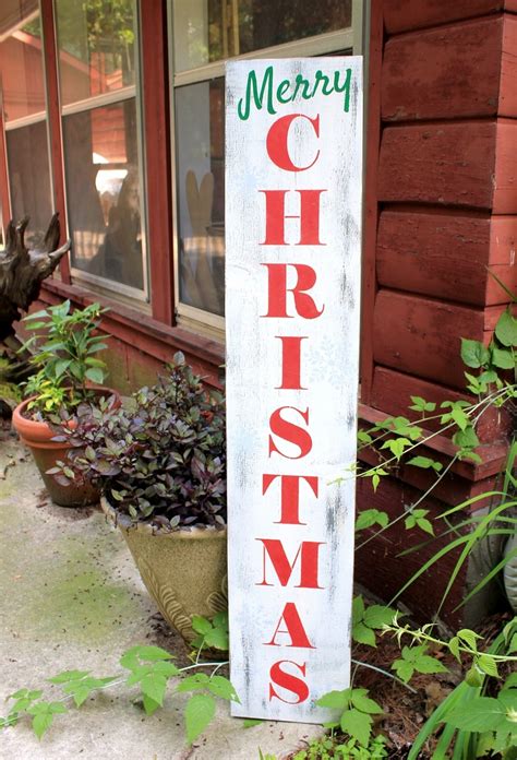 Porch Sign Merry Christmas Wood Sign 48 Vertical Sign