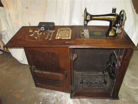 Simply lift the machine fold back the hinged front board and lower the machine to the storage position. Antique Sears Franklin Parlor Cabinet Treadle Sewing ...