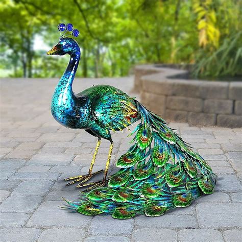 Teresa's collections 47 inch metal peacock decor for garden wall art indoor outdoor decoration, dual use peacock stake statues for patio yard lawn home decor. Metal Peacock Garden Decor Sculpture Yard Lawn Pond Patio ...