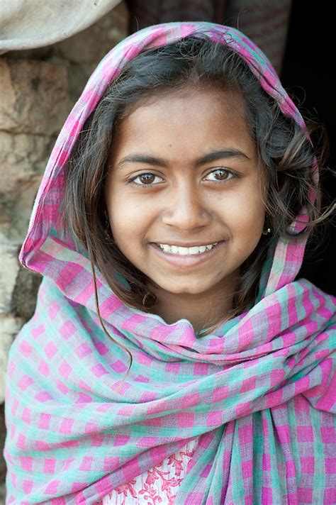 Portrait Of A Young Indian Girl In The City Of Varanasi India