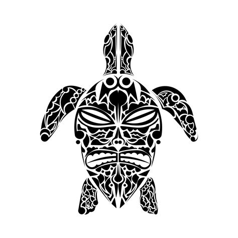 Polynesian Style Turtle Tattoo Maori Mask Pattern Vector 5675195