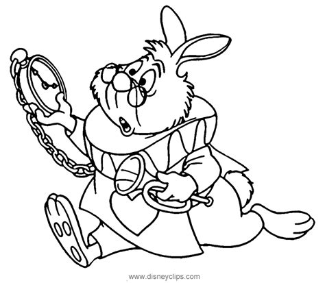 Alice In Wonderland White Rabbit Coloring Page Free Printable