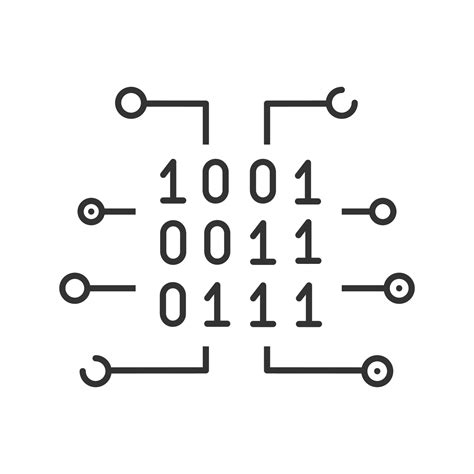 Icono Lineal De Código Binario Ilustración De Línea Fina Información
