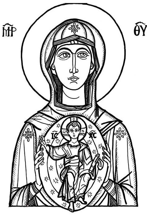 Colouring Pages Coloring Orthodox Icons Mother Mary Virgin Mary The