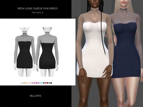 The Sims Resource Mesh Long Sleeve Mini Dress By Bill Sims Sims 4