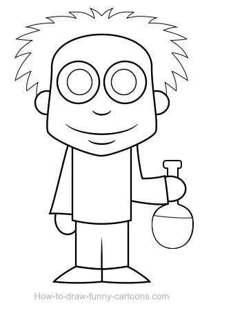 It's perfect for kids and beginners looking for easy pictures to draw. Scientist drawing (Sketching + vector)