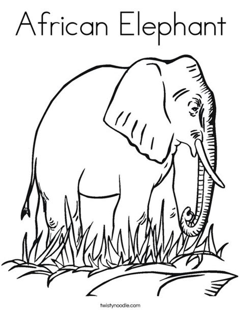 African Elephant Coloring Page Twisty Noodle