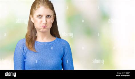 Beautiful Middle Age Mature Woman Wearing Winter Sweater Over Isolated