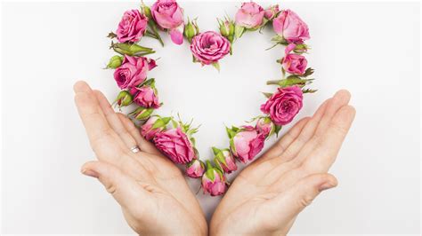 Heart Flowers Shape With Hands Hd Love Wallpapers Hd Wallpapers Id