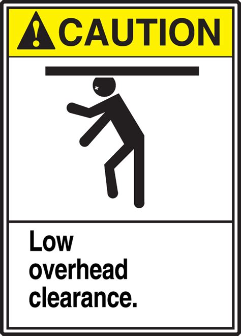 Low Overhead Clearance Ansi Caution Safety Sign Mrcr606