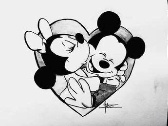 cartoon, cute, disney, draw, love, mickey, minnie, rose, i love you