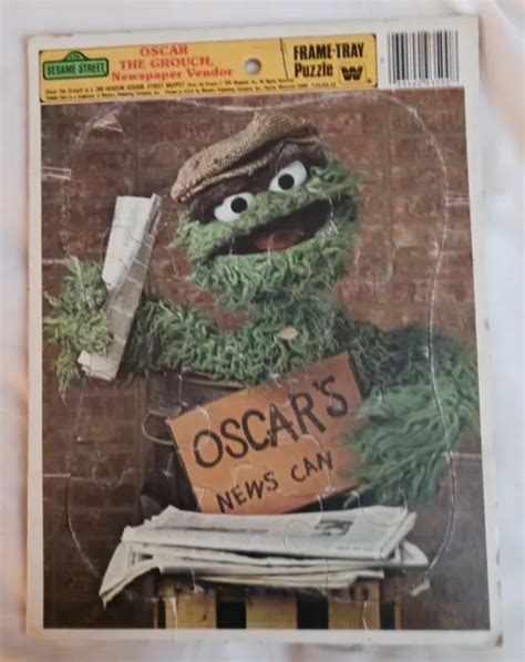 Sesame Street Oscar The Grouch Frame Tray Puzzle 1981 Vintage News Can