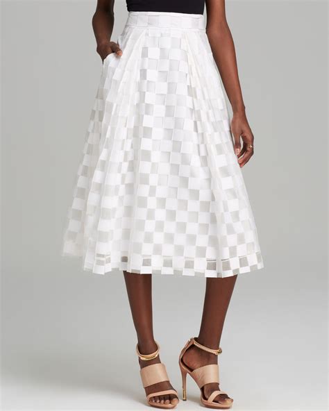 Lyst Milly Skirt Full Midi Square Fil Coupe In White