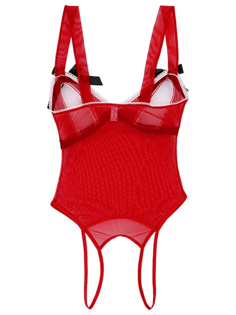one piece women mesh see through bodysuit open cups high cut leotard nightwear ebay
